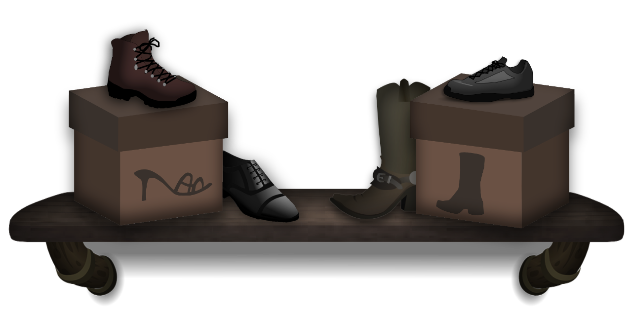 Shoe shelf w. shoes